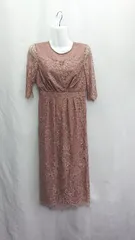 ◇ ⊂ Dorry Doll デコルテシアー袖付き総レース 五分袖 膝下丈 ワンピース サイズ38 ブラウン系 レディース E  【1410290034606】