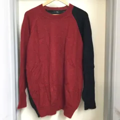 Y's ワイズ ニット ラグランスリーブ セーター レッド ブラック サイズ2 YM-K74-645 バイカラー メンズ レディースのサムネイル