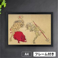 河鍋暁斎「花鳥図」（1881年） 雉 蛇 鷹 幕末絵師 浮世絵師 日本