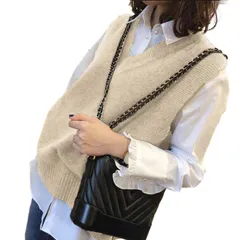 【スロウアンドメロウ】ベスト ニット レディース Vネック シンプル 無地 ゆったり 重ね着 レイヤード ノースリーブ セーター 4カラー トップス プルオーバー かわいい カワイイ おしゃれ オシャレ ユッタリ 大きい  [ベージュ] [Free Size]