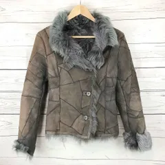 フロム ラブ スリー★本革/ラムスキン/ムートンコート【レディースM程度/パッチワーク風】羊毛皮/ダブルボタン/From Love Three◆2K01<sale>