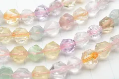水晶ミックス（クォーツ系＆フローライト） シンプルスターカット　8mm　１連（約３８ｃｍ） パワーストーン 天然石 _R5512-8