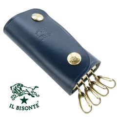 イルビゾンテ キーケース IL BISONTE KEY HOLDER & KEY CASE SKH011 PG0001 BL101B NAVY ダークネイビー キーリング 4連 スマート コンパクト レザー 本革