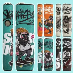 【特価セール】グリーン) スケートボード模様 おしゃれ 落書き 耐衝撃 360°全面保護 ワンに適合する（PUレザー製 i ONE/イルマ ILUMA 加熱式たばこ用ケース