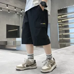 キッズハーフパンツ(ブラック120.130.140.150.160）ボトムスこども子供服男の子男児女児韓国103