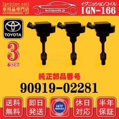 イグニッションコイル IGN-166 トヨタ TOYOTA 3本セット 9091902281 90919-02281 ルーミー ROOMY M900A M910A ライズ RAIZE A200A A210A 即日発送 休日対応 保証付 autogoods.jp
