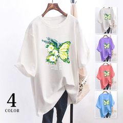 Tシャツ 半袖 5分袖 レディース  夏 ビッグT 大きいサイズ ビッグシルエット ドロップショルダー ラウンドネック xzzhang303