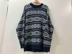 OLD GAP オールドギャップ ニット クルーネック ネイビー L 総柄 冬 古着
