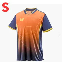 【新品・４０%割引】卓球 ゲームシャツ ユニフォーム エリスター10・シャツ S サイズ バタフライ Butterfly オレンジ 46280 ユニホーム