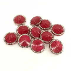 【特価】手芸　ボタン　赤・シルバー　約15mm　11個まとめ売り※