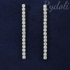 Pt950 3.2ct ダイヤモンド テニスチェーン ピアス 上品でクラシックな輝き 華奢ながら存在感のある ラインデザイン オーダーピアス 誕生日ギフト ラインデザイン 華やか ラインピアス チェーンピアス ロングピアス  ピアス ダイヤ 揺れる