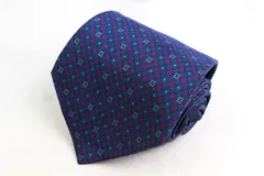 イヴ・サンローラン ブランド ネクタイ YSL ドット 小紋柄 格子柄 シルク PO メンズ ネイビー YVES SAINT LAURENT 【中古】