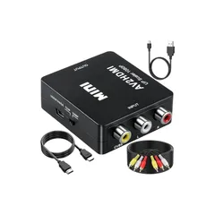 RCA HDMI 変換 コンバーター AV コンポジットケーブル hdmi 変換 三色コード（赤、白、黄 ピン）3色端子からHDMI 変換アダプター AV端子のみのDVDプレイヤー/VHSビデオテープ/ニンテンドー64/PS/2/wii/スーパーファミコン/初