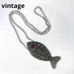 魚モチーフ ホリークラフト ペンダントネックレス vintage 