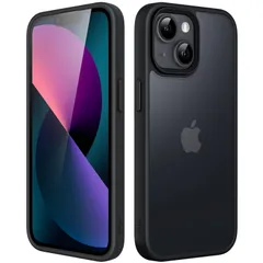 【特価】JEDirect マットケース iPhone 13 6.1インチ 耐衝撃性ミリタリーグレードの落下防止 つや消しの半透明の背面電話カバー 指紋防止 (ブラック)