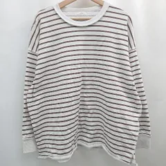 ◇ ⊇ ITEMS URBAN RESEARCH ボーダー 長袖 プルオーバー サイズF ホワイト ブラウン系 メンズ E  【1505290025638】