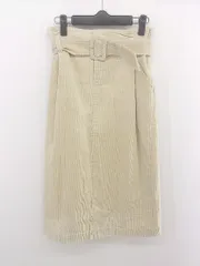 ◇ ◎ SALOON by BABYLONE コーデュロイ スリット 膝下丈 タイト スカート サイズ38 イエローベージュ系 レディース E  【1303280009015】