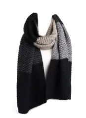 [neyu's] [ネユーズ] メンズ マフラー 厚手 ニット カジュアル ボーダー 防寒 スヌード ストール ロング カラー 切り替え (黒ベース) ふわふわ 白 チェック 大判 人気 赤 可愛い 無地 青 キャメル カシミヤタッチ ラッピング [黒ベース]