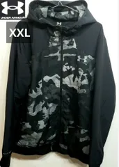 UNDER ARMOUR アンダーアーマー フルジップ パーカー ジャケット ブラック × グレー系 迷彩 カモフラ XXL《0831-02》