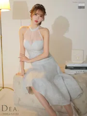 グレー[DE3230-GY-2312]【DEA. by ROBE de FLEURS/ディアバイローブドフルール】ラメツイード/ オーガンジー/ ハイネック/ ノースリーブ/ 膝丈/ アシンメトリー/ ワンピース/ ミディアムドレス/ キャバドレス