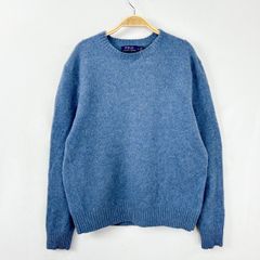 【フォロワー様クーポン配布中！】POLO Ralph Lauren ポロラルフローレン ウール カシミヤ 無地 クルーネック ニット セーター 輸入古着 海外古着 US古着 メンズ ブルー Lサイズ 【S93】