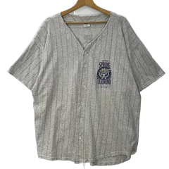 90's Augusta オーガスタ ベースボールシャツ ゲームシャツ チームシャツ 半袖シャツ ボタンダウン ワンポイントプリント オーバーサイズ ビックシルエット XLサイズ USA製 ライトグレー