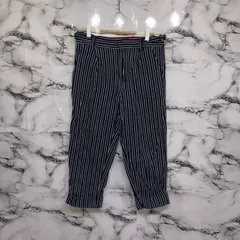 美品<!-利用不可文字-!>　トミーヒルフィガー　TOMMY HILFIGER クロップド　ハーフパンツ　【S】　紺　白　ストライプ　オシャレ　メンズ　かっこいい　チノパン　タイトパンツ　春　夏