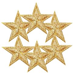 WappenCook 日本製 刺繍 ワッペン ミニ 星 スター ゴールド 6枚 セット アイロン接着