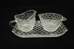 ◆雑貨02 ドイツ製 ガラス食器 ミルク＆シュガー セット ◆ティータイム/レトロ/アンティーク