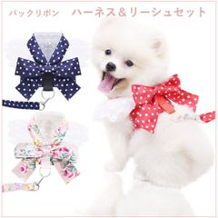 在庫限りセール☆バックリボン　ハーネス＆リーシュセット　かわいい　☆ねこちゃんにも☆