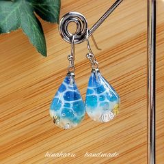 ドロップ海ピアス(ブルー＊ライトブルー)
