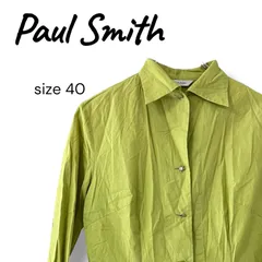 Paul Smith WOMEN ポールスミス ライトグリーン イエローグリーン 長袖シャツ ブラウス コットン100% 日本製 40 Lサイズ相当 C-TK500 レディース カジュアル 上質素材 古着 0000528OC