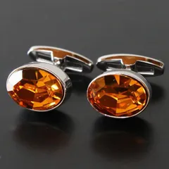 鎌倉カフス工房　トパーズ・スワロフスキーカフスボタン（カフリンクス）