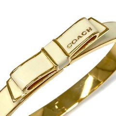 コーチ リボン バングル クリームｘゴールド ブレスレット ホワイト系カラー COACH ブランド アクセサリー【中古】