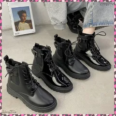 送料無料 ショートブーツ レディース厚底ブーツ韓国 レースアップ ローヒールシューズ 大人カジュアル サイドコアブーツ ベルト付き シューズ ストリートブーティ 疲れない ローヒール通勤通学 履きやすいブーツ黒 美脚編み上げブーツ