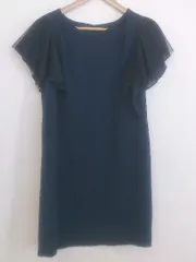 ◇ Doux archives フォーマル フレアスリーブ 半袖 ミニ ワンピース サイズ9AR ネイビー ブラック レディース P  【中古】 【1210260003577】