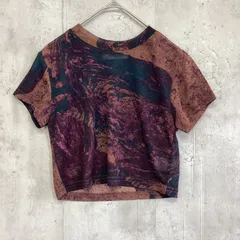 me+me select ミームセレクト　半袖シアーカットソー　ダークパープル×総柄　レディース　Fサイズのサムネイル