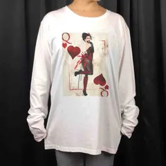 オリジナル ロンT バーレスクダンサー ピンナップガール トランプ ハート Q ロンT 長袖 Tシャツ S M L XL タイト ジャスト 大きい ビッグ オーバーサイズ メンズ レディース ユニセックス ピンククリーム