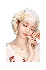 [JOLIESSE SILK] シルク ナイトキャップ シルク 30匁 ヘアキャップ 天然シルク100% ロングヘア ショートゴム&紐 (オフホワイト) [オフホワイト] [ワイド]