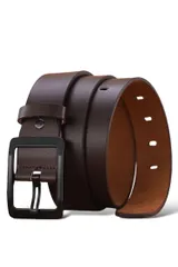 [MO FACTORY] メンズベルト 大きいサイズ ベルト 調整可能 120㎝ ビジネス M〜XXL スーツ カジュアル メンズ 作業用 カジュアルベルト (ブラックバックル/茶色ベルト) [ブラックバックル/茶色ベルト]