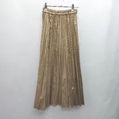 ◇ Θ niko and … ニコアンド ウエストゴム プリーツ ロング丈 フレア スカート サイズM ゴールド レディース E  【1501160004857】