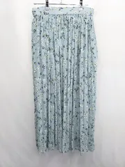 ◇ ⊂ GLOBAL WORK グローバルワーク 花柄 ロング プリーツ スカート サイズL ブルー ホワイト レディース E  【1507010000109】