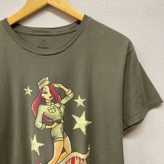 古着　XL　ディズニー　公式　オフィシャル　キャラクター　Tシャツ　クルーネック　カーキ　緑