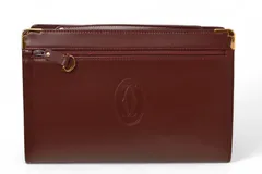 カルティエ クラッチバッグ マストライン Cartier ヴィンテージ メンズバッグ レザー ボルドー【中古】