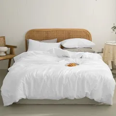 オールシーズン ベタつき・ムレ防止で夏も快眠 丸洗いOK（ホワイト 速乾 乾きやすい 生地の縮みや型崩れ防止に 摩擦耐久性 長く使える ダブル・190X210cm） しっとり柔らか ダブルシングル 掛け布団カバー AYO