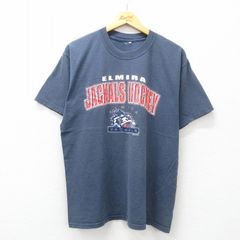 M/古着 半袖 ビンテージ Tシャツ メンズ 00s エルマイラジャックス ホッケー ラメ クルーネック 濃グレー 25jul07 中古