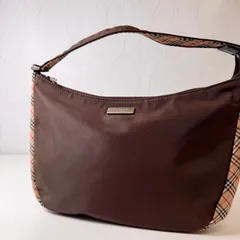 ✨Bランク　BURBERRY BLUE LABEL　ワンショルダーバッグ　ハンドバッグ　bag　ナイロン　ノバチェック　ブラウン　「105EL」