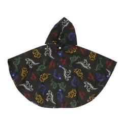 ☆ 恐竜ブラック ☆ 80-90cm ☆ キッズレインポンチョ 男の子 レインポンチョ 子供 男の子 レインコート ポンチョ おしゃれ かわいい 子供用 こども 子ども 80 90 100 ベビー 園児 男児 ボーイズ 入学準備 雨具 自転車 レイングッズ