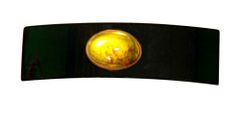 Caravan Black Oblong Barrette Black Made in France Decioarted with Amber Color Bead