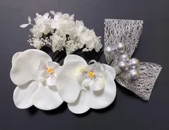 11本セット胡蝶蘭髪飾り　結婚式　成人式　七五三　髪飾り　　ホワイト4/28